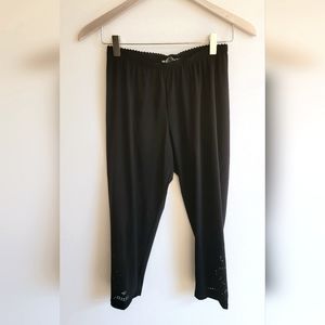 Made in France Black Laser Cut Deco Capri Legging Size 8